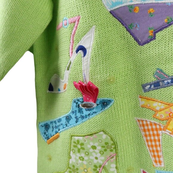 NWT Design Options Philip & Jane Gordon Shoes Applique Cardigan Sweater M - Picture 5 of 9